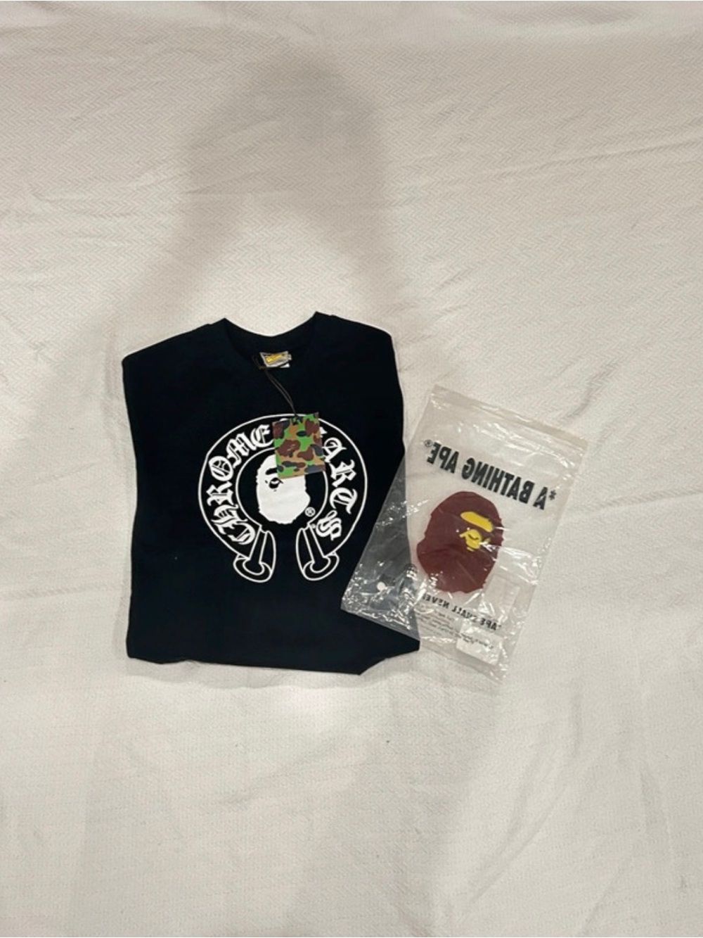 Black Graphic Mens Tee with White Crest Logo